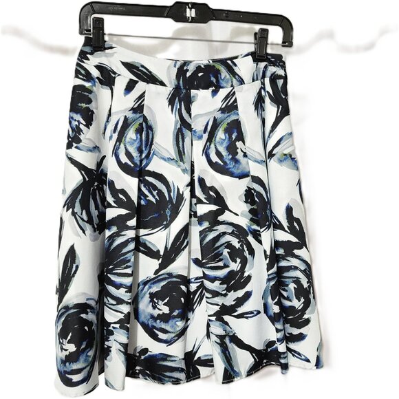 The Limited Blue Floral Print Pleated A-Line Skirt Size XS - Picture 3 of 8
